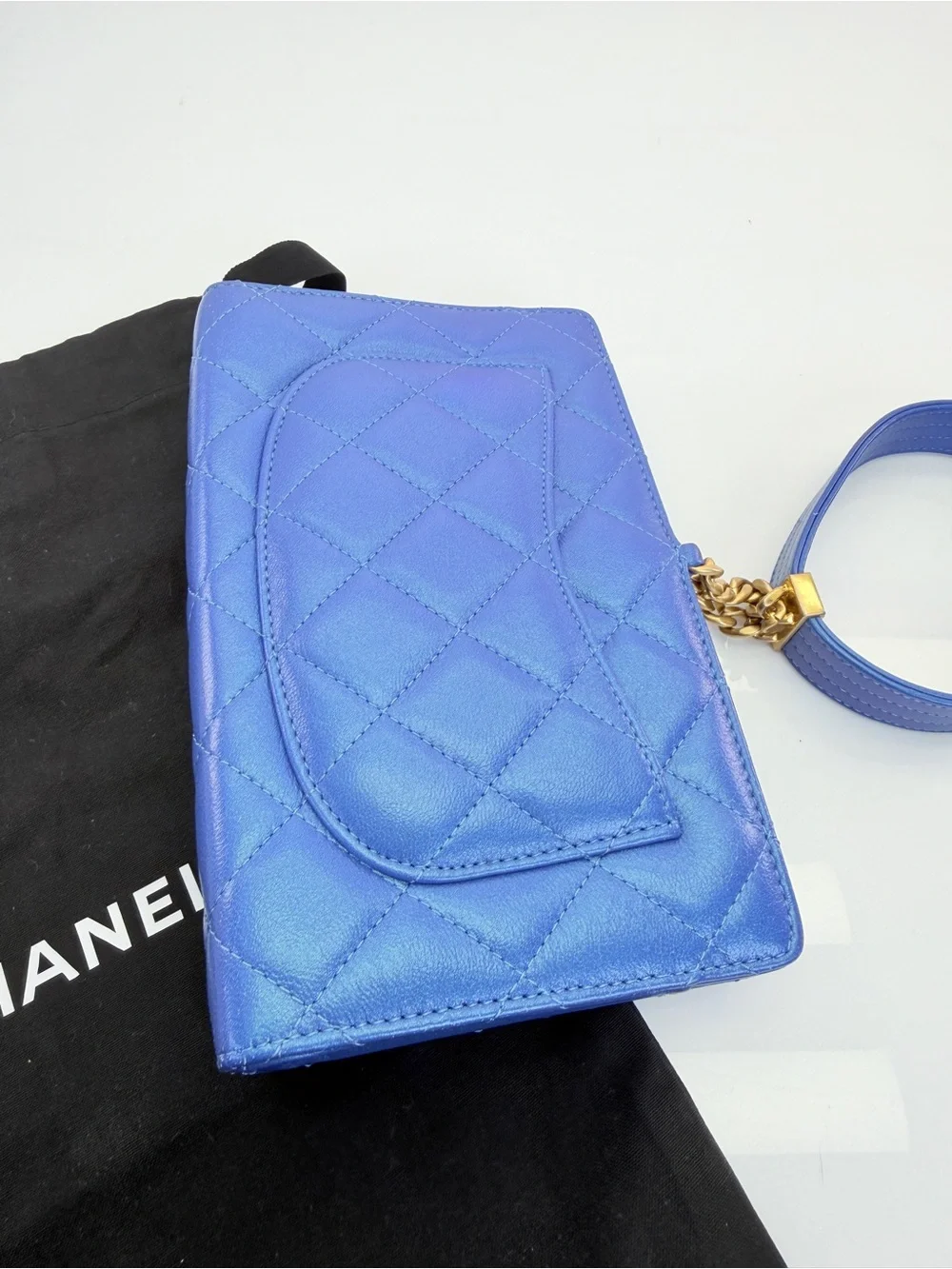 Chanel Evening by the Sea Blue Quilted Clutch Bag